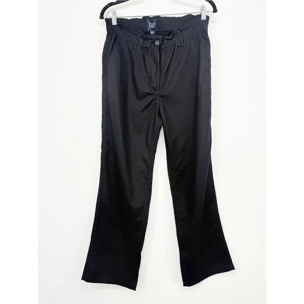 GAP Black Cotton Viscose Blend Elastic Waist Casual Trouser Pants